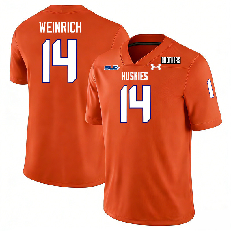 Houston Christian Huskies #14 Charlie Weinrich College Football Jerseys,Uniforms-Orange